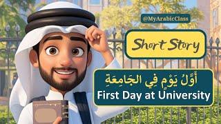 First Day at University اليَومُ الأوَّلُ فِي الجَامِعَة | Learn Arabic Through Short Stories #arabic