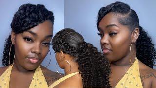 TWISTED SWOOP W/ LOW CURLY PONYTAIL | Black Girl Hairstyles | Curls Queen| Tatiaunna