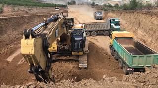 Caterpillar 365C Excavator Loading Trucks - 40 Minutes Movie