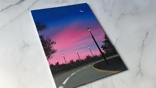 easy night sky painting idea / acrylic painting for beginners ️