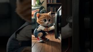Cute Kitten Steals Moms IPhone #cat #aicat #shorts  #cartoon