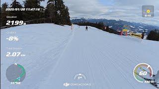 The longest slope from top of Kronplatz to Percha 7.74 kilometers without stopping to rest legs