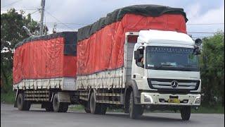 LANGKA!!! ADA TRUK GANDENG MERCEDES BENZ AXOR, TRUK GANDENG SUPER PANJANG HINO 500 ISUZU BORNEO FUSO