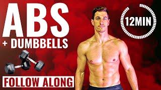 12MIN ABS WORKOUT WITH DUMBBELLS | Follow Along