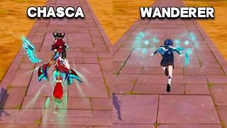 Chasca VS Wanderer exploration comparison | Genshin Impact 5.2