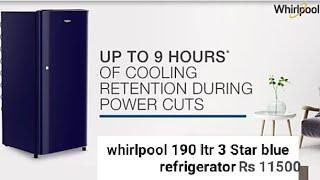 whirlpool 190 liter 3 Star blue refrigerator