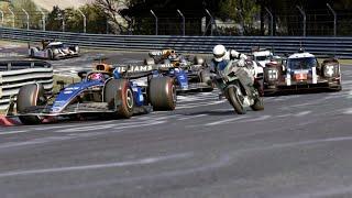 F1 Williams FW45 2023 Alexander Albon vs Kawasaki Ninja H2R Supercharged vs Le Mans Racing Cars