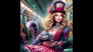 Alice and the Cheshire Cat are riding a train. #cheshirecat #alice