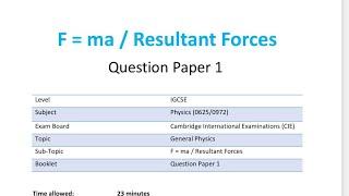 FORCES (Physics) IGCSE CIE PAST PAPERS