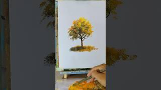 Painting an autumn tree with acrylic on A3 paper #treepainting #vairalvideo #shortart #drawtree