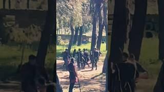 Medieval larp fight