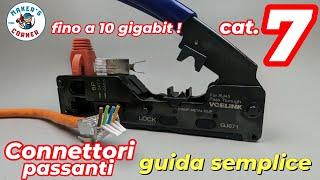 Impianto elettrico come collegare cavi Rj45 Cat 7 fino a 10 gigabit. connettori passanti.