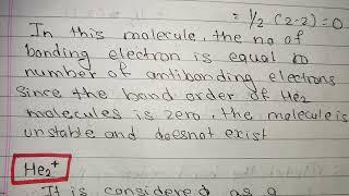 Molecular orbital diagram of He2 and He2+ and it's stability