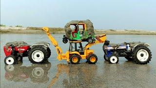 Muddy Tractor And Auto Rickshaw Help Jcb And Water Jump Muddy Cleaning | Tractor Video | Mud Toys