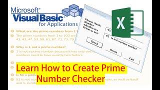 Learn How to Make Prime Number Checker in #Microsoft #Excel using #VBA Coding