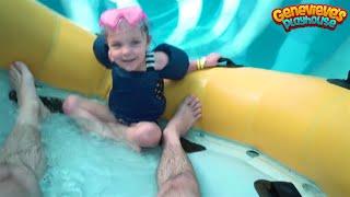 Family Fun Water Slides Indoor Waterpark for Kids with Genevieve's Playhouse!