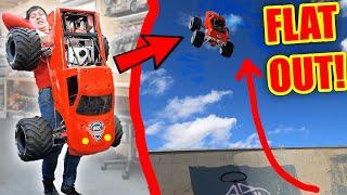 GIANT RC Car Primal Raminator hits SKATE PARK (broke it)