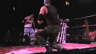 IWS Un F'n Sanctioned 2003 - Hardcore Ninja superkicks PCP Crazy F'n Manny off the apron