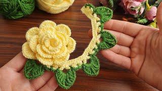 3DWow Amazing  Super very easy crochet rose flower motif making for beginners