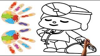 Dibuja y Colorea a Pocoyó con Su Kit de Enfermero: Tutorial para Niños    ️  🩺