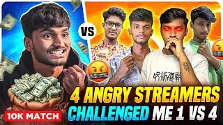 4 ANGRYSTREAMERS CHALLENGEDME 1 VS 4 ₹10000 MATCH| FREE FIRE IN TELUGU | #freefire #msu