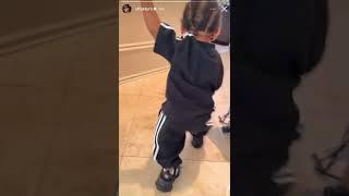 Cardi B walking with her son Wave via Offset’s Instagram story.