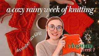 a week of knitting in december ️ knit a stocking, gift knit & decorate the tree | vlogmas week one