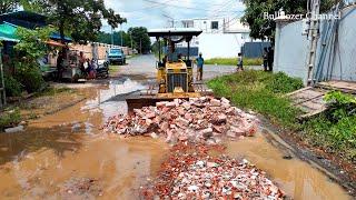 New Great technique For Road Repairs By Bulldozer KOMATSU D20P Bulldozer Pushing Spreading Rock