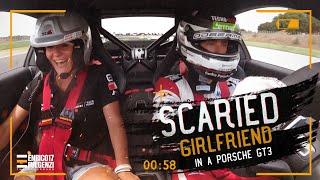 Porsche driver ENRICO FULGENZI 17 drives his scaried girlfriend in a Porsche Gt3 Cup car