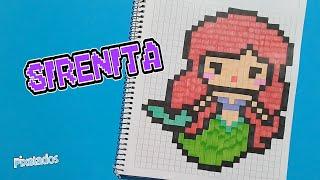 COMO DIBUJAR  SIRENITA ARIEL PIXEL ART - PIXELADOS