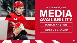 Marco Kasper, Derek Lalonde Morning Skate Media Availability vs. PIT | Nov. 13, 2024