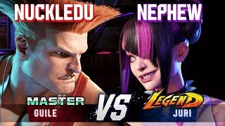 SF6 ▰ NUCKLEDU (Guile) vs NEPHEW (Juri) ▰ High Level Gameplay