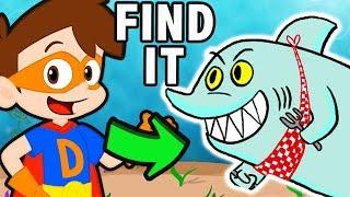 Find The SHARKS!  Drew Underwater Adventures Compilation! | Find It Games | Cool School