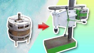 Drilling machine with an engine from an old washing machine, how to make it yourself