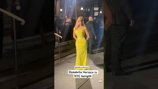 Donatella Versace ️arriving at the Clooney foundation at the Public Library in New York  tonight