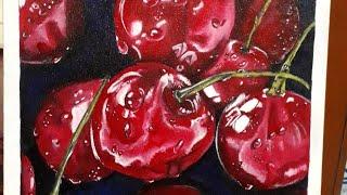 Realistic cherrypainting on canvas #anushka #art #shorts  #easy