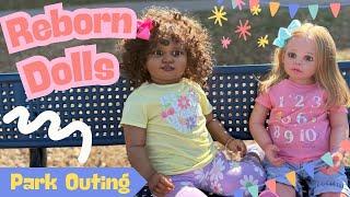 Park Outing with Reborn Dolls Cozy & June  Dressing, Car Ride and Fun   #rebornroleplay