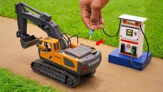 Diy tractor trolley loading with bulldozer petrol pump science project @sanocreator