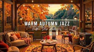 Stress Relief with Warm Jazz Music  Cozy Autumn Porch Ambience & Relaxing Jazz Background Music