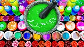 Satisfying Video How To Make Green Slime Mixing Glitter Eyeshadow Makeup Flower Cosmetics