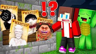 Why HORROR MONSTERS is WANTED by JJ and Mikey At Night in Minecraft! - Maizen