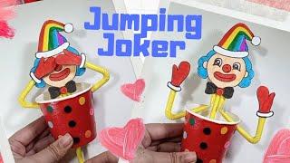 How to make Jumping Joker/Clown toy/kids craft with straw & paper cup/Fun idea/DIY activity