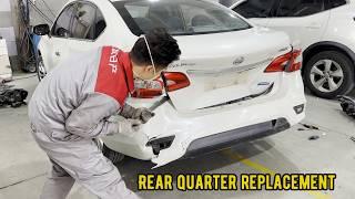 Repair Master, the whole process of repairing a Nissan Sylphy rear-end collision
