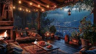 Rainy Night Relaxation: Cozy Balcony with Fireplace And Rain Ambience in 8 Hrs ️Deep Sleep, Healing