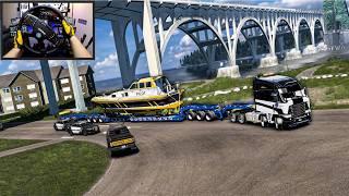 Realistic Special Transport: Hauling a Huge Boat Through City Streets | ATS Gameplay - Moza R21