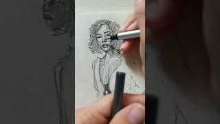 Tessa Thompson Portrait Drawing | Daily Sketch 22 #shorts #sketchbook #art