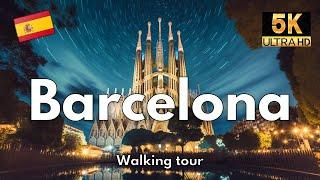  BARCELONA! [5K]  Walking tour through Catalonia | Spain | With subtitles! 