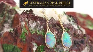 Gold Earrings, Green Earrings, Opal Stud Earrings - Australian Opal Direct | Worldwide Shipping