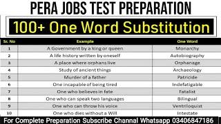 One Word Substitution|English Mcqs|Lec 22|Pera Test Preparation|