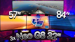 Immersion Needed? 57" ODYSSEY NEO G9 Vs 3x Neo G8 32" Gaming Monitors Review 21:9 Vs 32:9